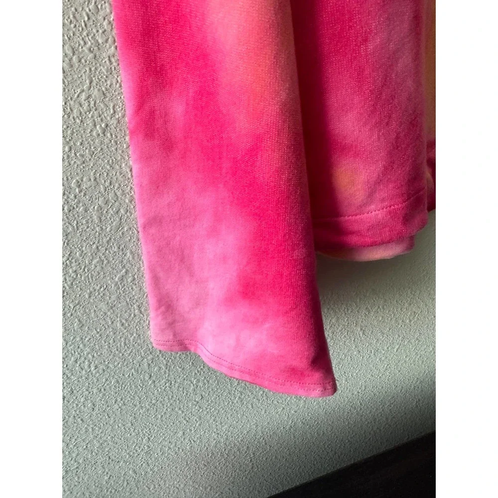 14th & Union Women's Tie Dye Drawstring Hem Shirt In Pink Orange - Picture 8 of 11